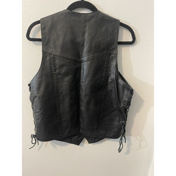 UNIK Leather Apparel Men’s Black Sleeveless Biker Motorcycle Vest Size 38 - Picture 4 of 9